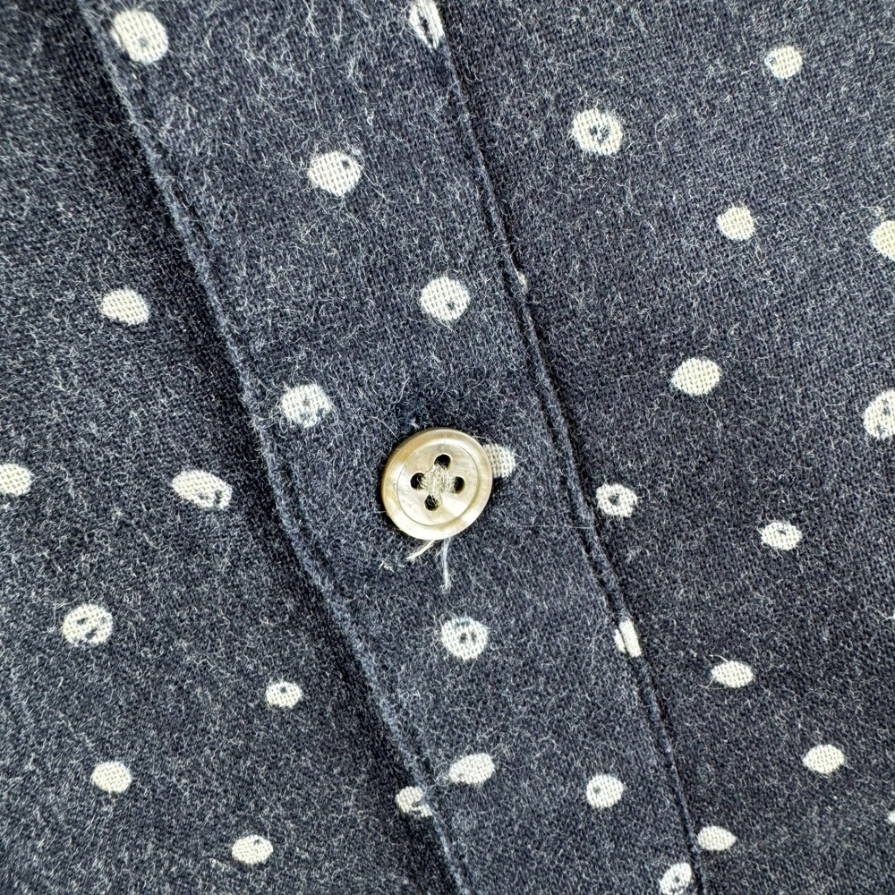 John Varvatos Shirt Mens Large Blue Polka Dot Linen Ramie Blend Short Sleeve - Picture 3 of 12